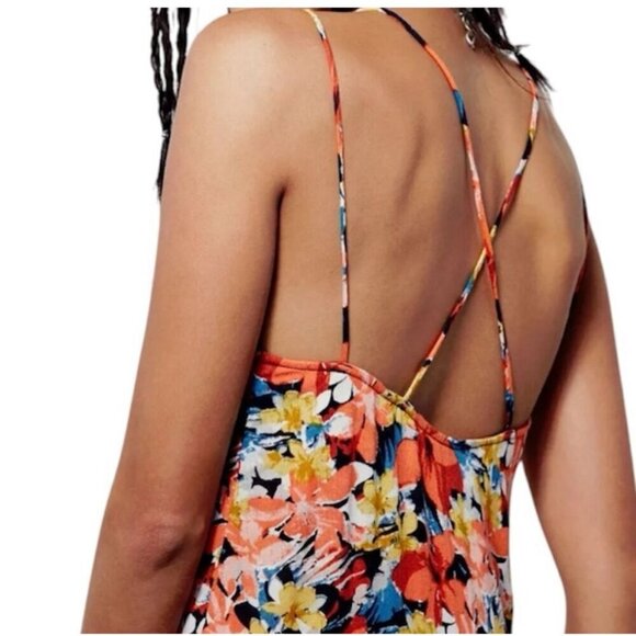 Free People Floral Bohemian Romantic Mulberry Strappy Maxi Dress Women's Size L - Picture 4 of 13